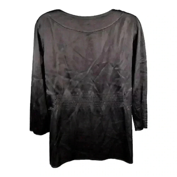 Etro Top Blouse Silk Blend Gray Women's Medium V-Neck 3/4 Sleeve 42 - Picture 3 of 5